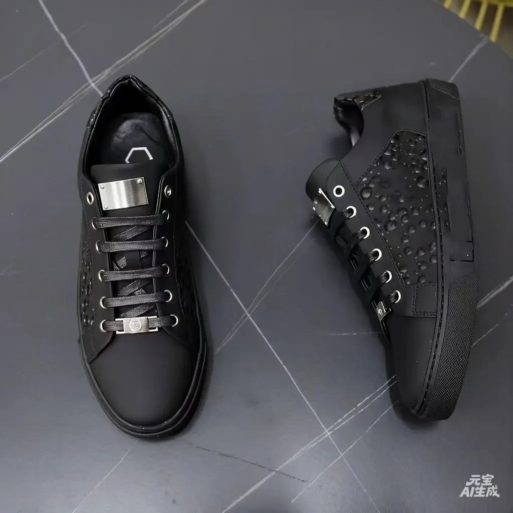 Spring New Light Luxury Versatile White Shoes, Leather Casual Shoes, Flat Shoes, Men’s Board Shoes