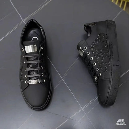 Spring New Light Luxury Versatile White Shoes, Leather Casual Shoes, Flat Shoes, Men’s Board Shoes