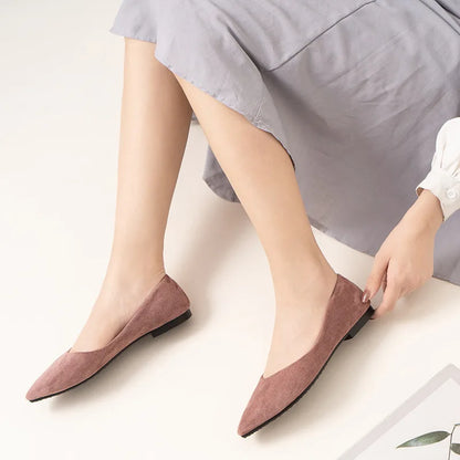Myway 2025 Autumn Women Flat Shoes  Pointed Toe Flats Comfortable Soft Bottom Casual Shoes for Plus Sizes 41-43