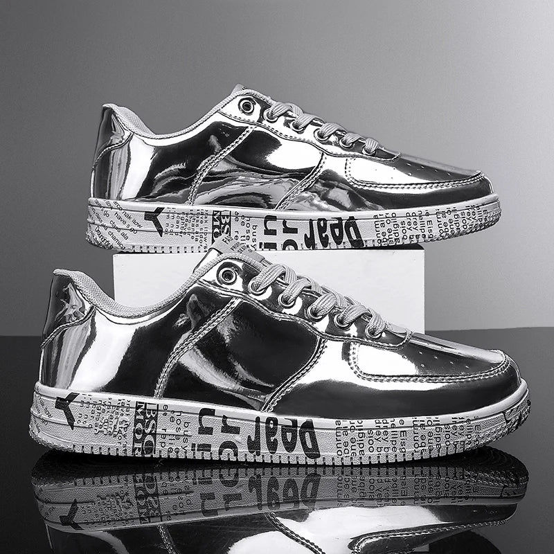 Fashionable Unisex Glossy Sports Shoes – Classic Walking Style Men’s Casual Footwear