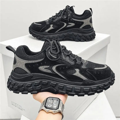 New Design Men’s Casual Shoes Mid-Top Sneakers Durable Non-Slip Unique Round Toe Shoes for  Outdoor Everyday Wear