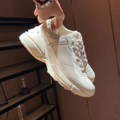 2026 Fashionable and Comfortable Hip Hop Round Toe Lace-up Men’s Shoes Casual Harajuku Style Platform Height Increasing Shoes