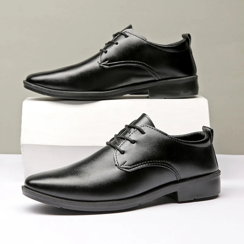 High Quality Men’s Casual Leather Shoes Cap Toe Dress Shoes for Occasions Parties Weddings Suit Shoes for Men