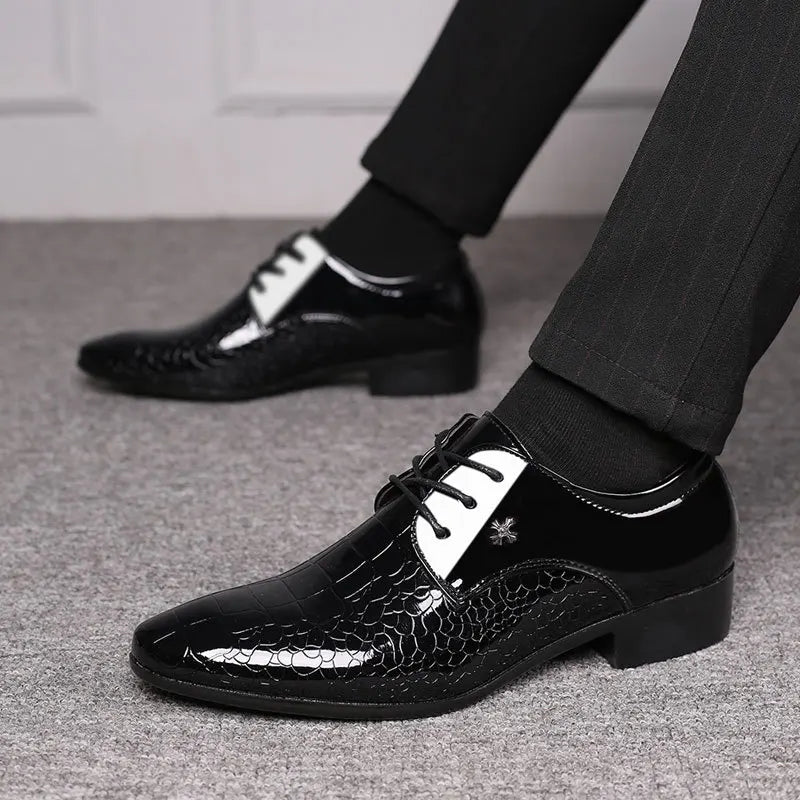2025 Men’s Leather Shoes Elegant Business Dress Shoes Formal Wedding Footwear Comfortable for Office and Special Occasions