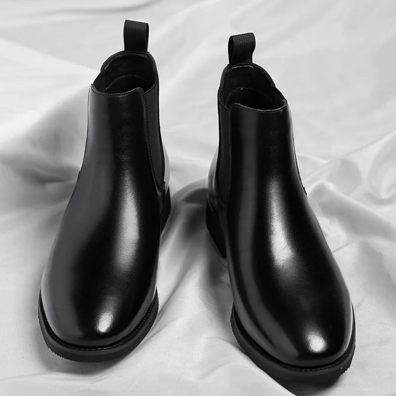 Luxury Men’s Vintage Chelsea Boots Retro Chukka Boots Warm Fur Lined Leather Ankle Shoes  Large Size Martin Boots