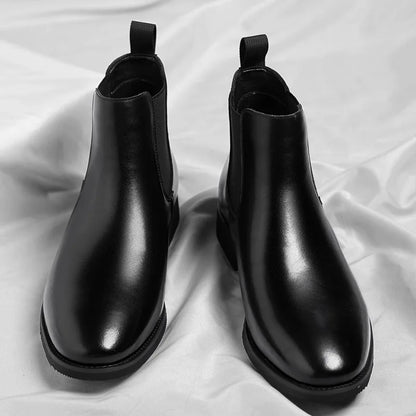 Luxury Men’s Vintage Chelsea Boots Retro Chukka Boots Warm Fur Lined Leather Ankle Shoes  Large Size Martin Boots