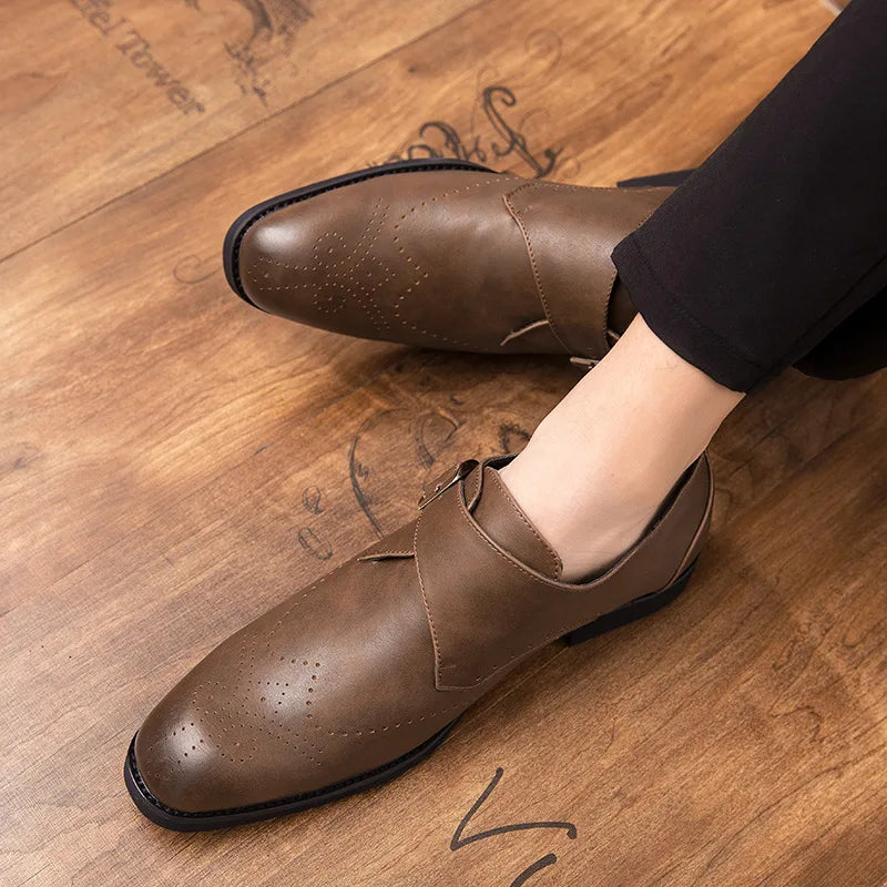 2025 Men’s PU Leather Shoes Short Booties New Autumn Stylish High Top Leather Dress Shoes Casual  Ankle Boots for Men