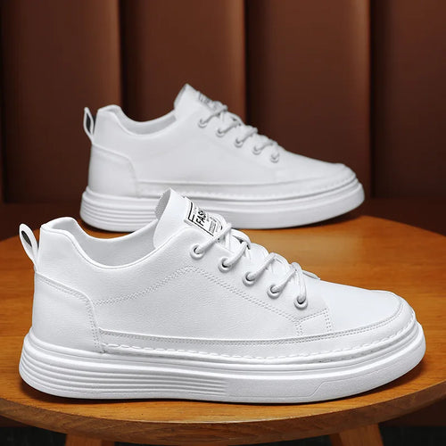 Men’s Casual Low-Top Sneakers Stylish British Style Leather Sports Shoes for Men Comfortable and Versatile Footwear for Outdoor