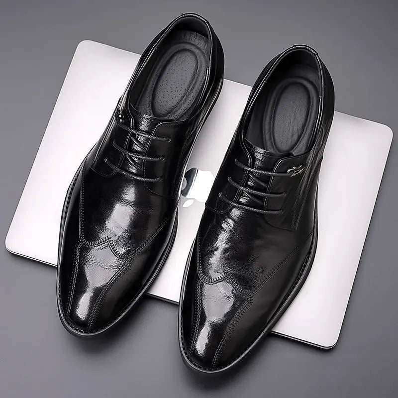2025 Men’s Leather Dress Shoes Handmade Business Formal Genuine Leather British Casual Slip on High-End Men’s Loafers
