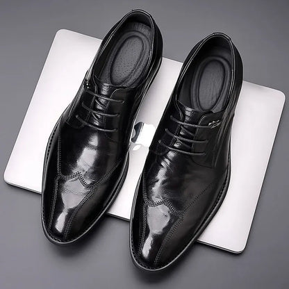 2025 Men’s Leather Dress Shoes Handmade Business Formal Genuine Leather British Casual Slip on High-End Men’s Loafers