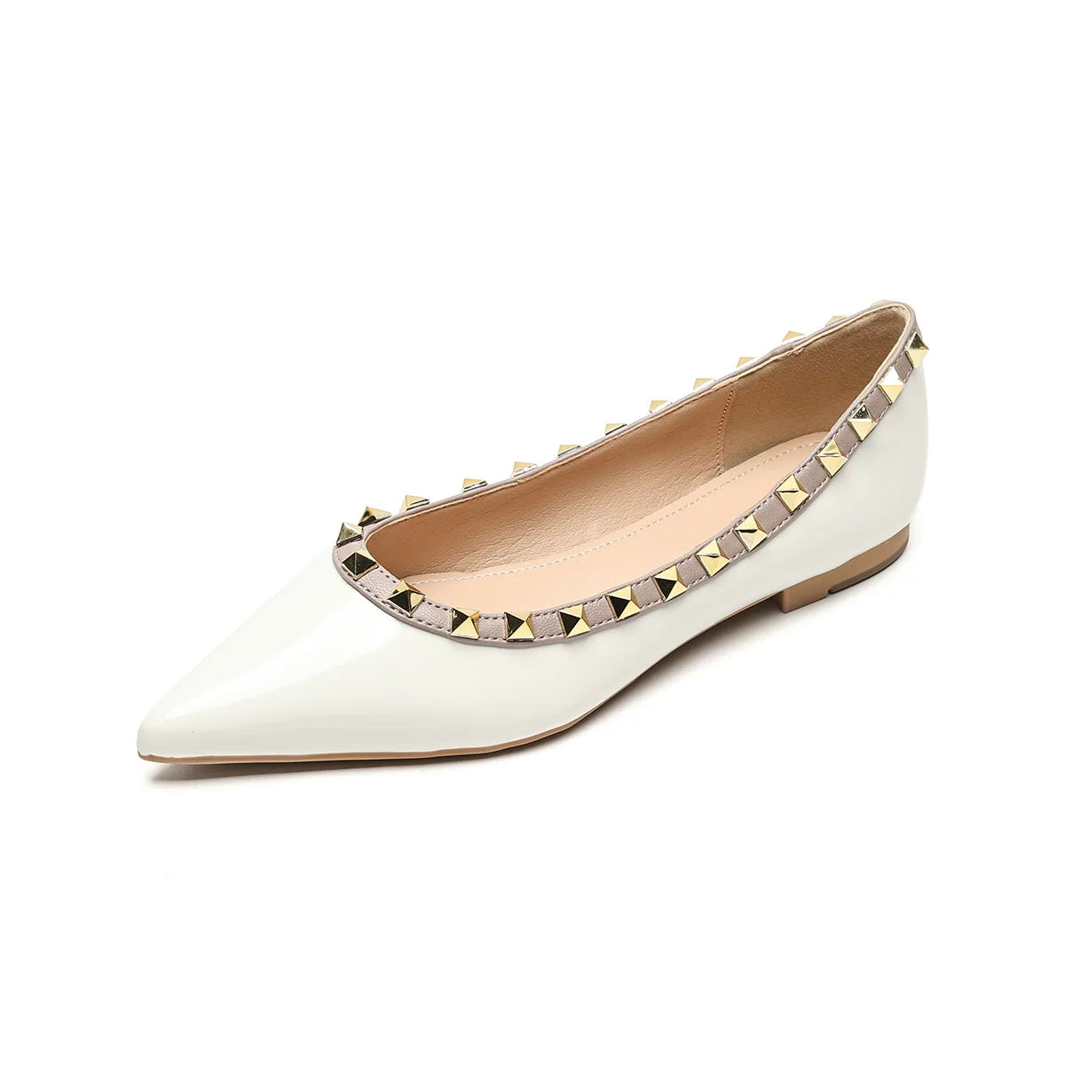 Elegant Women’s Pointed Toe Studded Flat Shoes – Affordable High-Quality Slip-On Loafers for Fashionable Style