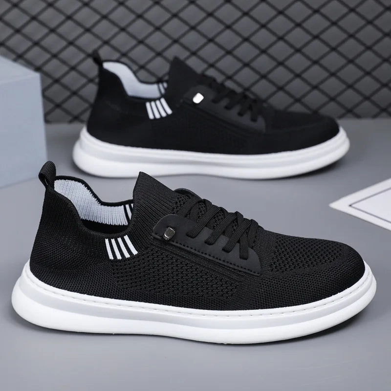 New Men’s Mesh Running Shoes Lightweight Low-Top Sneakers for Summer Soft Sole Slip-On Walking Style Casual Shoes
