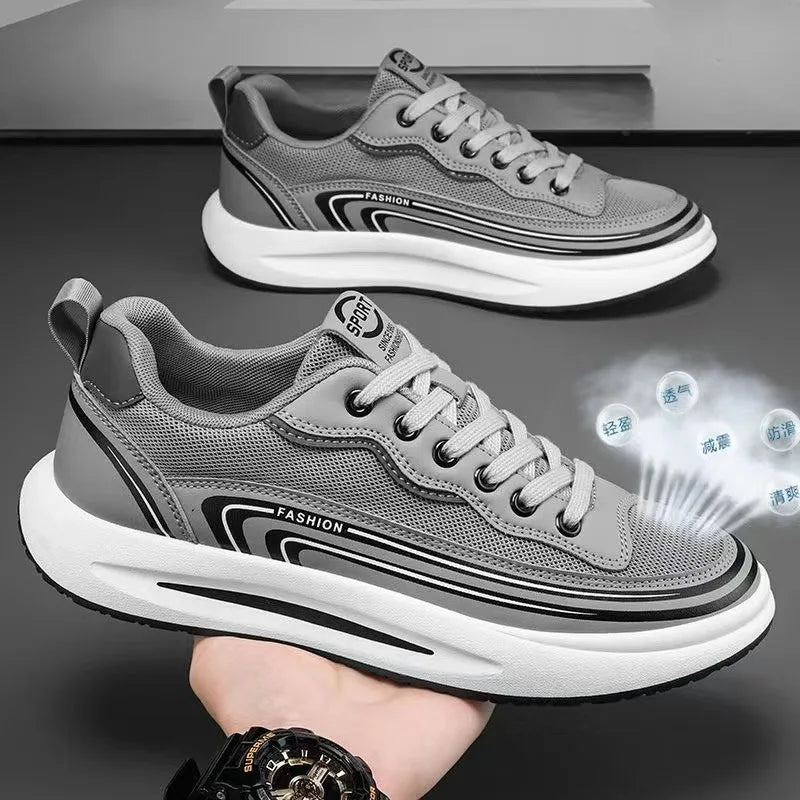 Direct Sales Men’s Casual Sneakers Breathable Mesh Upper for Walking Style Shoes Thick Sole Trainer for Youngster
