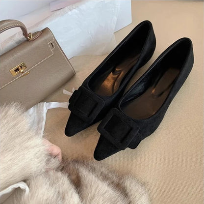 Spring New Women’s Suede Pointed Toe Flats with Leopard Print – Stylish and Versatile Slip-On Shoes, High Quality and Affordable