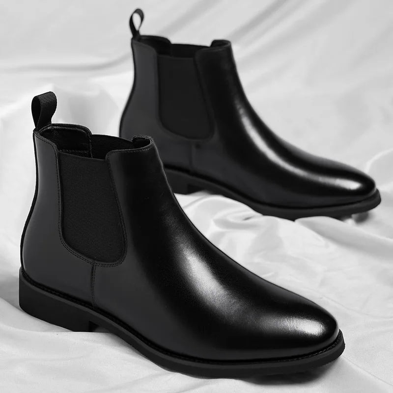 Luxury Men’s Vintage Chelsea Boots Retro Chukka Boots Warm Fur Lined Leather Ankle Shoes  Large Size Martin Boots