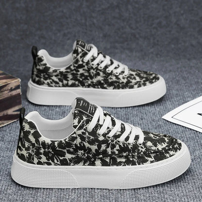2025 New Innovation Men’s Casual Sneakers Comfortable Thick Sole Slip-On Canvas Shoes with Fashion Print for Everyday Wear