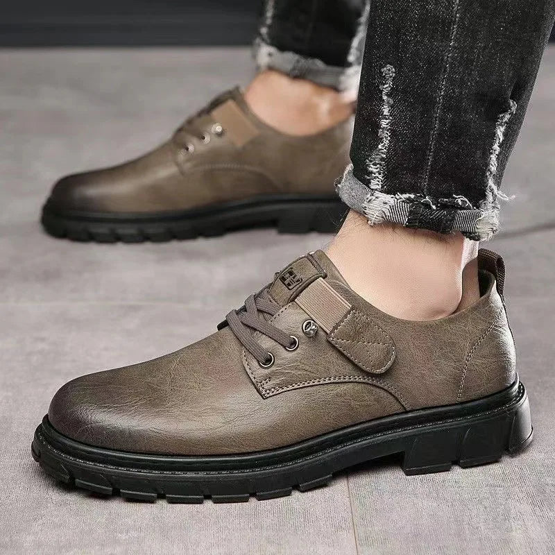 New Trend Men’s Leather Shoes Classic High-Quality Cargo Shoes Waterproof Casual Dress Shoes for Male