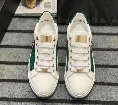 Light Luxury Original Korean Edition Genuine Leather Printed Fashion Trend Casual Little White Men’s Shoes