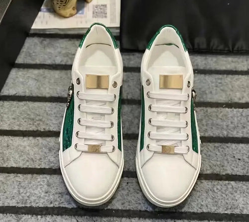 Light Luxury Original Korean Edition Genuine Leather Printed Fashion Trend Casual Little White Men’s Shoes