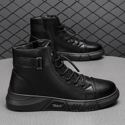 New Design Men’s Martin Boots Casual High-Top Leather Boots Thickened Warm Snow Boots Plus Size Men’s Footwear
