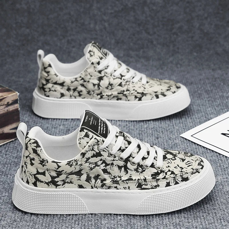 2025 New Innovation Men’s Casual Sneakers Comfortable Thick Sole Slip-On Canvas Shoes with Fashion Print for Everyday Wear