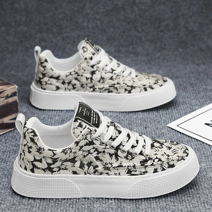 2025 New Innovation Men’s Casual Sneakers Comfortable Thick Sole Slip-On Canvas Shoes with Fashion Print for Everyday Wear