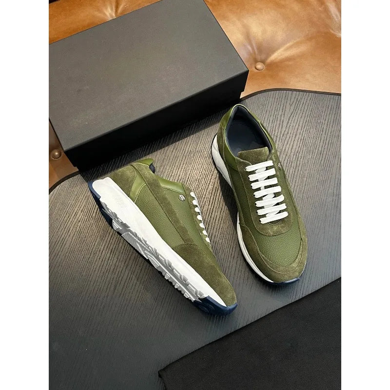 2026 Fashionable Men’s Shoes Genuine Leather Stitched Sports Comfortable Casual Shoes High-Quality Outdoor Men’s Walking Shoes