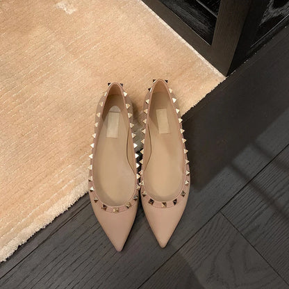Elegant Women’s Pointed Toe Studded Flat Shoes – Affordable High-Quality Slip-On Loafers for Fashionable Style