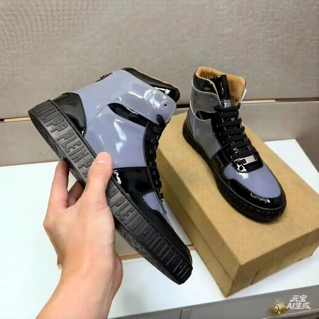 Autumn Versatile, Simple, Fashionable, Sporty Men’s Lace up Classic, Comfortable, Casual, Lightweight, High Top Shoes