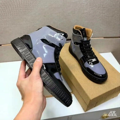 Autumn Versatile, Simple, Fashionable, Sporty Men’s Lace up Classic, Comfortable, Casual, Lightweight, High Top Shoes