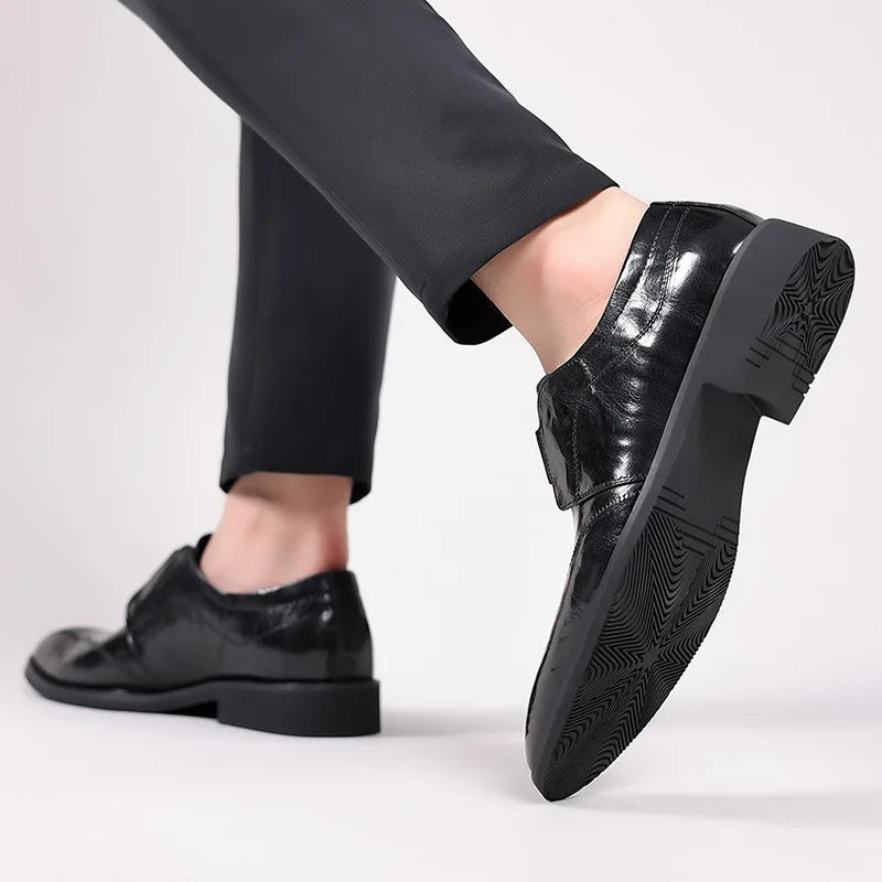 2025 Men’s Leather Dress Shoes Handmade Business Formal Genuine Leather British Casual Slip on High-End Men’s Loafers