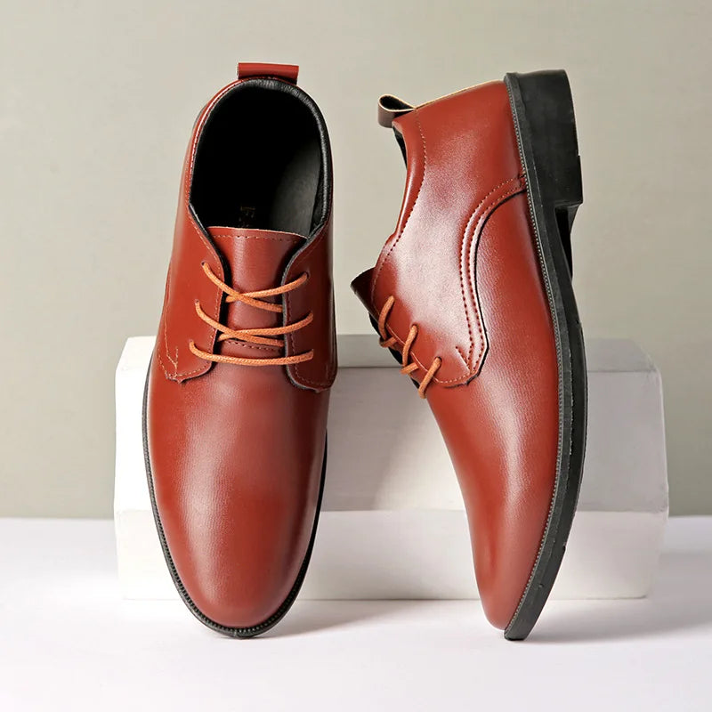 Men’s Leather Shoes Business Casual Non-Slip Soft-soled Wedding Shoes Minimalist Design Suitable for Work and Everyday Wear