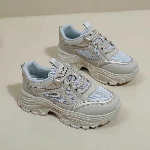 Womens Clunky Sneakers Spring New Thick Sole Casual Shoes Breathable Height Increasing Sports Footwear for Comfort and Style