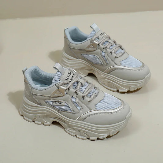 Womens Clunky Sneakers Spring New Thick Sole Casual Shoes Breathable Height Increasing Sports Footwear for Comfort and Style