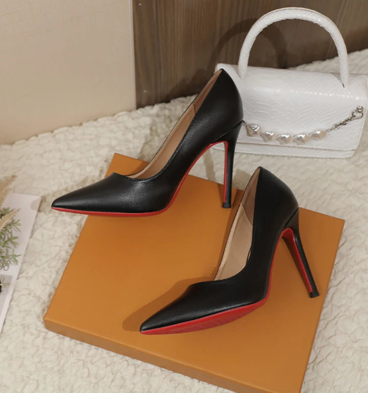 Women’s Black High Heels – Professional Soft Leather Pumps with Slim Heels for Comfortable All-Day Wear, Ideal for Office