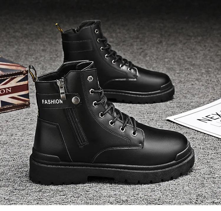 High Quality Men’s Martin Boots Fall and Winter Top British Style Outdoor Motorcycle Boots Warm Leather Boots for Men