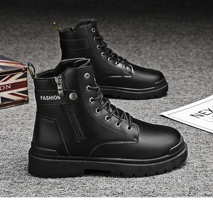 High Quality Men’s Martin Boots Fall and Winter Top British Style Outdoor Motorcycle Boots Warm Leather Boots for Men