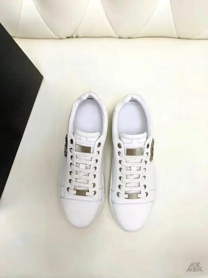 Trendy Brand Summer Breathable Leather Casual Shoes, Fashionable Soft Soled Anti slip Versatile Board Shoes