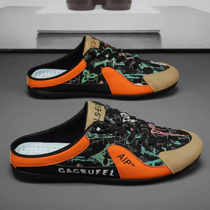 2025 New Trend Men’s Casual Shoes Canvas Slip-On Sneakers Backless Half-Slippers Comfortable Walking Shoes