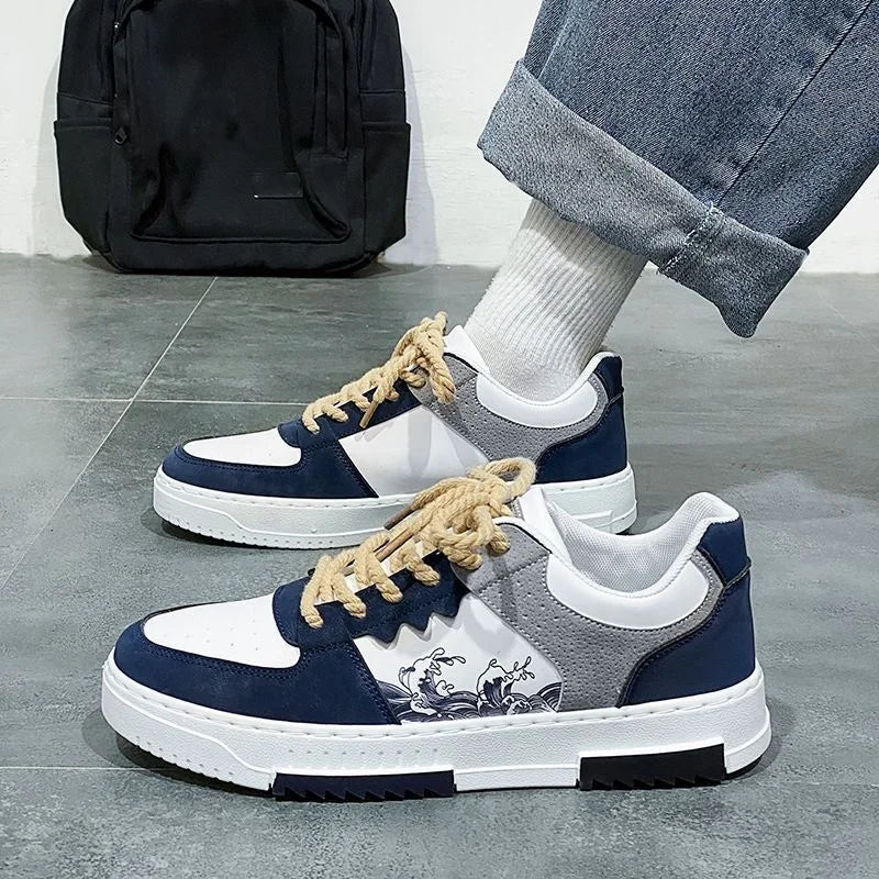 2025 High Quality Men’s Casual Sneakers Rubber Thick-Soled Sports Shoes PU Upper with Stylish Patterns