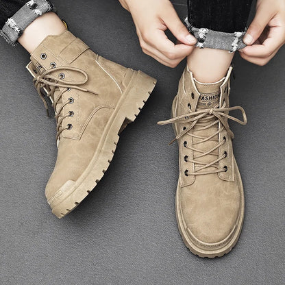 High Quality Men’s Martin Boots Fall and Winter Top British Style Outdoor Motorcycle Boots Warm Leather Boots for Men