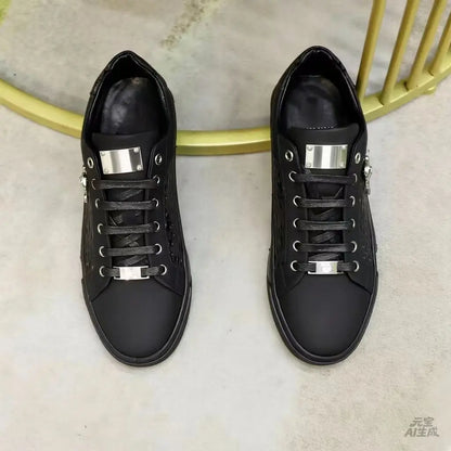 Spring New Light Luxury Versatile White Shoes, Leather Casual Shoes, Flat Shoes, Men’s Board Shoes