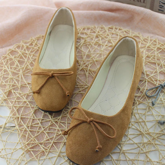 2025 Spring New Style Trendy Bow Flat Square Toe Korean Women’s Shoes Fashion Casual Flats Slip on Shoes