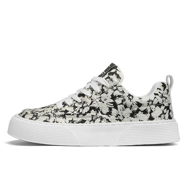 2025 New Innovation Men’s Casual Sneakers Comfortable Thick Sole Slip-On Canvas Shoes with Fashion Print for Everyday Wear