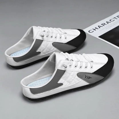 Clearance Men’s Canvas Slippers Slip-On Shoes Half-Slip Casual Shoes for Men Comfortable and Stylish Everyday Footwear