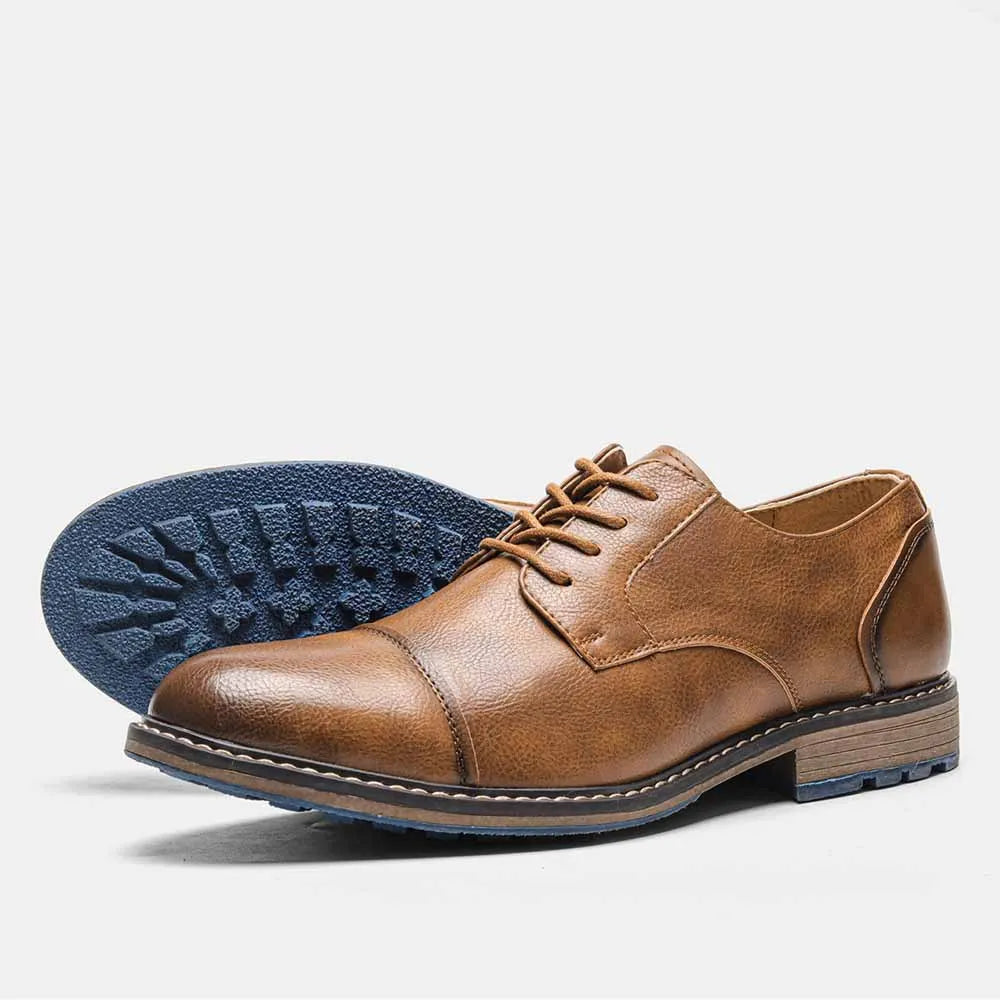 2025 New Trend Men’s Dress Shoes Large Size Retro Brown Leather Business Shoes Summer Fashion Casual Footwear