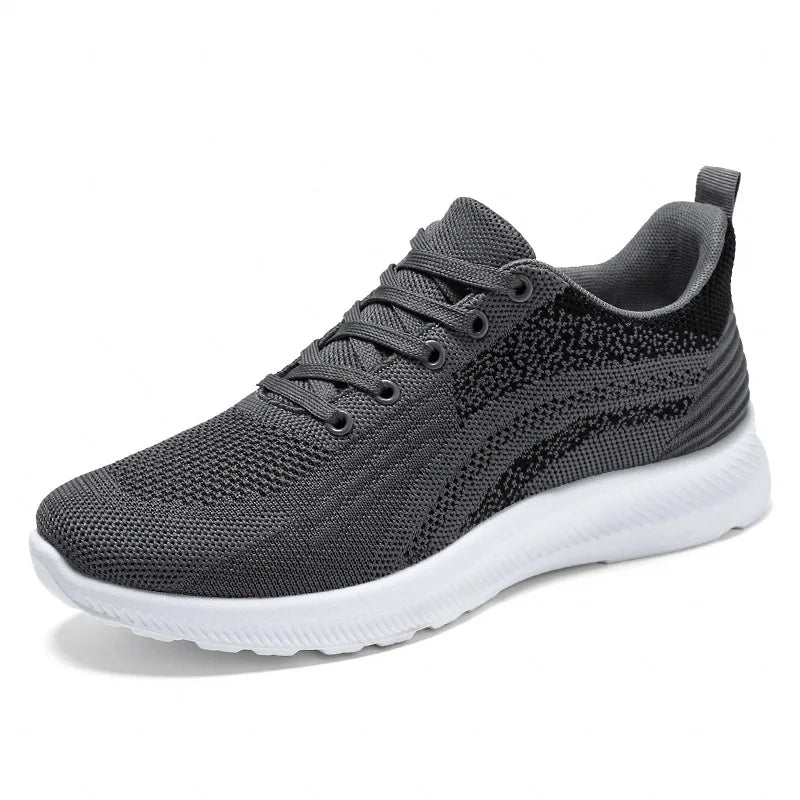 New Men’s Running Shoes Lightweight Lace up Slip on Casual Sneakers Elastic Comfortable Sports Shoes for Running and Daily Wear