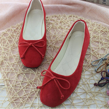 2025 Spring New Style Trendy Bow Flat Square Toe Korean Women’s Shoes Fashion Casual Flats Slip on Shoes