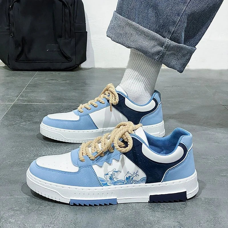 2025 High Quality Men’s Casual Sneakers Rubber Thick-Soled Sports Shoes PU Upper with Stylish Patterns