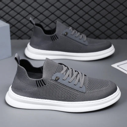 New Men’s Mesh Running Shoes Lightweight Low-Top Sneakers for Summer Soft Sole Slip-On Walking Style Casual Shoes